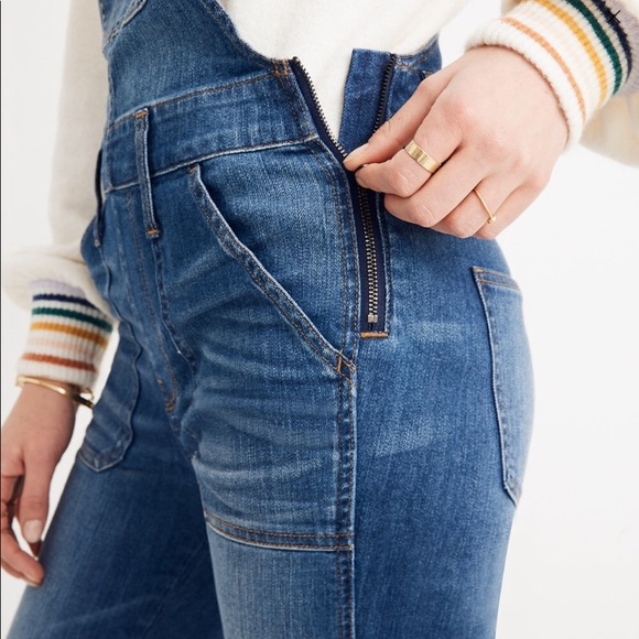 Madewell Plus Size Medium Wash Skinny Denim Carpenter Overalls - Picture 3 of 5